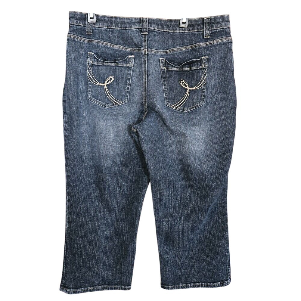 LA Blues Jeans Women's Plus 18w Blue Medium Wash Cropped Wide Leg Jeans
